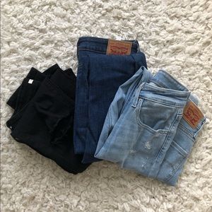 Three pairs of Levi jeans all size 27!